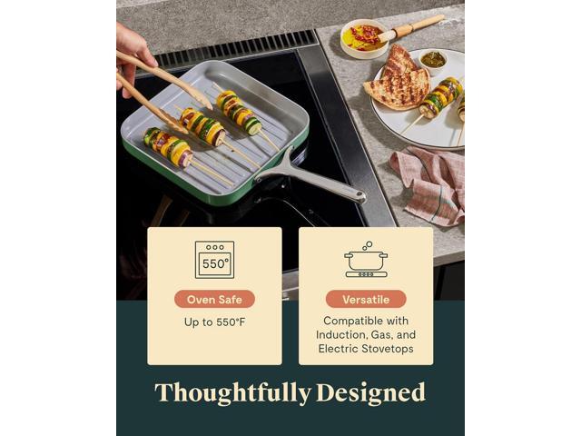 Caraway Griddle Pan & Grill Pan Duo - Non-Stick Ceramic Coated - Non Toxic, PTFE & PFOA Free - Oven Safe & Compatible with All Stovetops Navy
