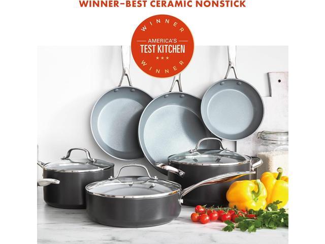 GreenPan Valencia Pro Hard Anodized 11 Piece Cookware Pots and Pans Set, Ceramic Nonstick PFAS & PFOA-Free Coating, Induction, Holiday Gifting,...