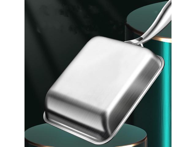7.5' Japanese Omelette Egg Pan, 316 Stainless Steel Egg Pan, Square Frying Pans for Making Omelets and Bacon, Easy to Clean,Silver