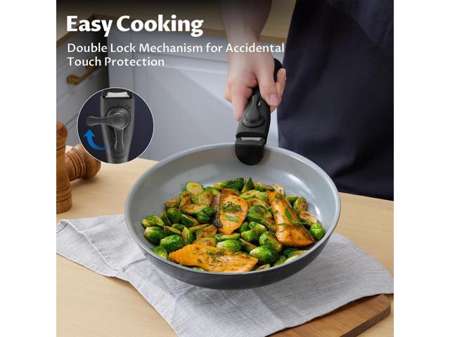 BEZIA Induction Cookware with Healthy Ceramic Coating, Camping Pots and Pans Set Nonstick 10pcs with Detachable Handles, Induction RV Kitchen Set...