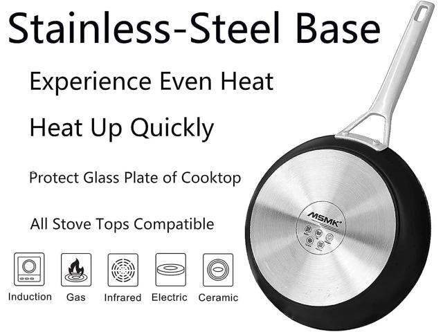 MsMk 10 Inch Frying Pan Nonstick with Lid, Induction Fry Pan with Lid, Titanium and Diamond Non Stick Coating From USA, for Induction, Ceramic and...