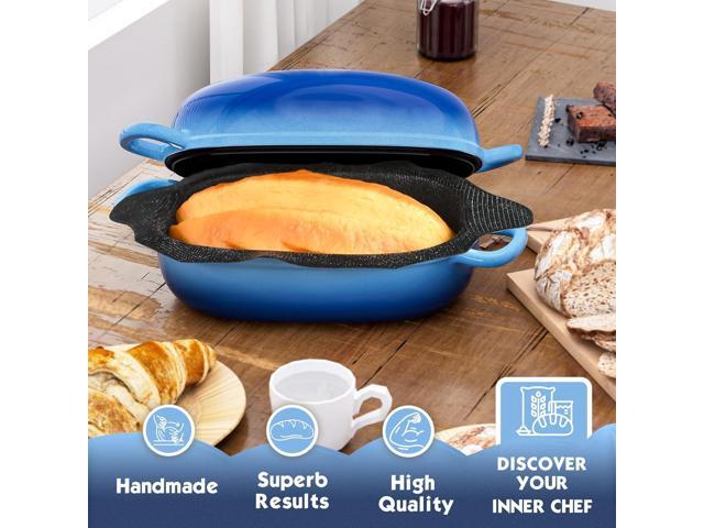 Dutch Oven for Bread Baking - 2.5QT Bread Pans for Homemade Bread with Perforated Non-Stick Silicone Liner Cast Iron Bread Pan Dutch Oven Loaf Pan...