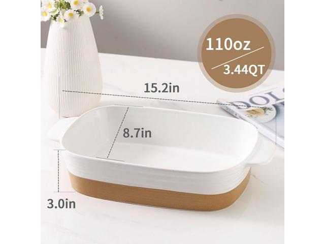 Hasense Ceramic Baking Dish, 15x8.7 Large Lasagna Pan Casserole Dishes for Oven, Non-Stick Bakeware Pan with Handle for Baking, Casserole, Kitchen,...
