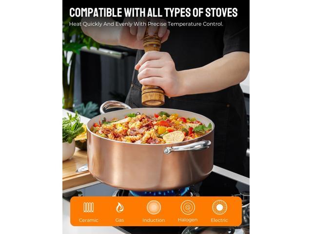 BEZIA 8 Quart Cooking Pot with Lid, Nonstick Stock Pot/Stockpot with Lid, Induction Pot for Cooking, Kitchen Pots, Stew Pots, Soup Pots for All...