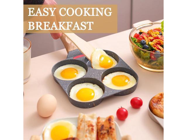 JUSTUP Nonstick Egg Frying Pan, Egg Pan Divided Grill Pan, Heat Resistant Handle 3 Section Skillet, Omelette Pan for Breakfast, Egg, Bacon and Burgers