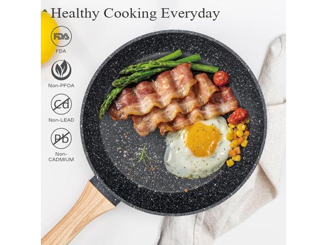12 Pcs Pots and Pans Set Non Stick Kitchen Cookware Sets Nonstick Induction Cookware Black Granite Cooking Tools with Frying Pans, Saucepans,...