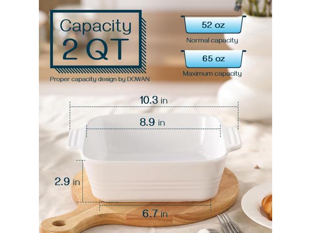 DOWAN 8x8 Baking dish, Square Baking Pan, Ceramic Casserole Dishes for Oven, Cake Pan with Handle, for Brownie, Lasagna, Casserole, 2 Quart, Home...