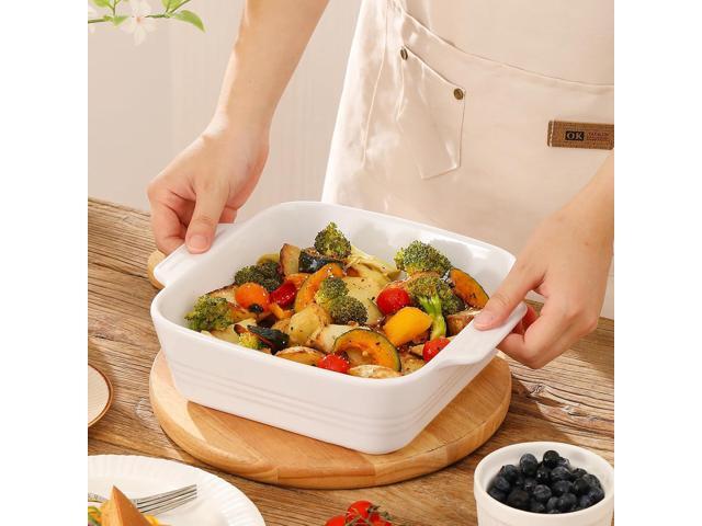 DOWAN 8x8 Baking dish, Square Baking Pan, Ceramic Casserole Dishes for Oven, Cake Pan with Handle, for Brownie, Lasagna, Casserole, 2 Quart, Home...