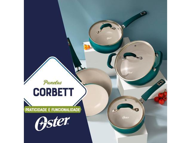 Oster Corbett Forged Aluminum Cookware Set with Ceramic Non-Stick-Induction Base-Soft Touch Bakelite Handle and Tempered Glass Lids, 8-Piece,...