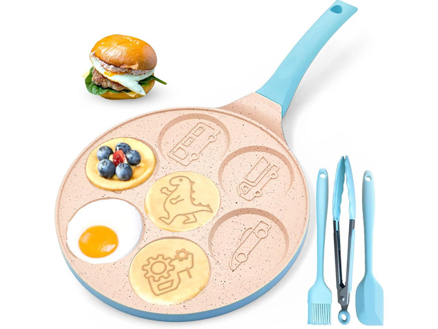 Dinosaur Egg Pan Omelette Pan 7-Cup Pancake Pan Breakfast Pancake Skillet for Eggs, Pancakes, Plett, Crepes Nonstick Pancake Maker