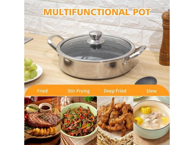Stainless Steel Saute Pan 12 inch Deep Frying Pan,6 Quarts Nonstick Skillet Large Sauté Pan with Lid,PFOA Free Cookware,Induction Compatible Chef...