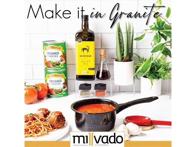 Granite 1 Quart Saucepan, Naturally Nonstick Sauce Pots, Speckled Enamel Cookware, Small Sauce Pan for Cooking and Boiling, Granite Cooking Pot for...