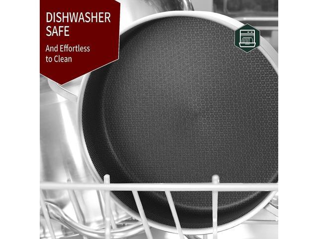 LOLYKITCH 5.5 Quarts Hybrid Tri-Ply Stainless Steel Non-Stick Deep Frying Pan,Sauté Pan with lid,Induction Large Pan, Jumbo Cooker,Heavy Duty &...
