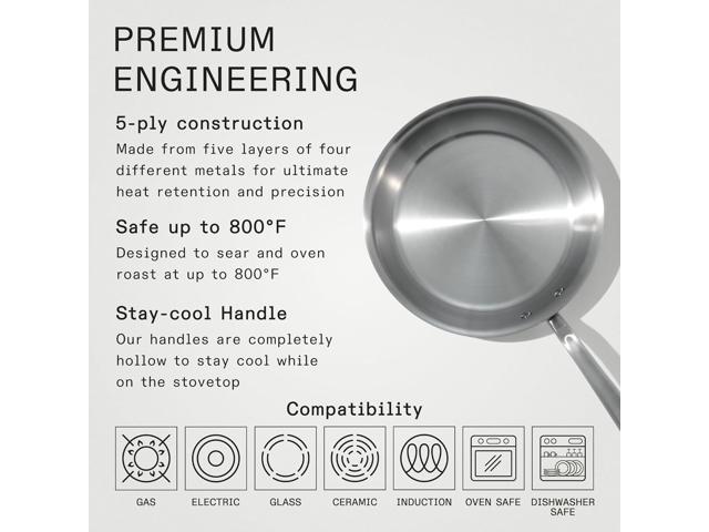 Made In Cookware - 10-Inch Stainless Steel Frying Pan - 5 Ply Stainless Clad - Professional Cookware - Crafted in Italy - Induction Compatible