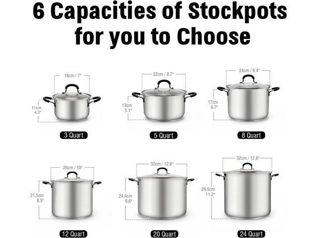 Cook N Home Stockpot Sauce Pot Induction Pot With Lid Professional Stainless Steel 8 Quart, Dishwasher Safe With Stay-Cool Handles, Silver