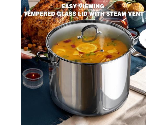 Cook N Home Stockpot Sauce Pot Induction Pot With Lid Professional Stainless Steel 8 Quart, Dishwasher Safe With Stay-Cool Handles, Silver