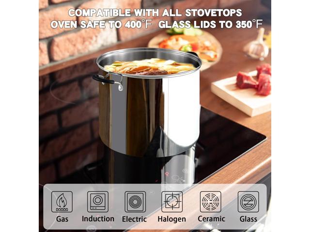 Cook N Home Stockpot Sauce Pot Induction Pot With Lid Professional Stainless Steel 8 Quart, Dishwasher Safe With Stay-Cool Handles, Silver