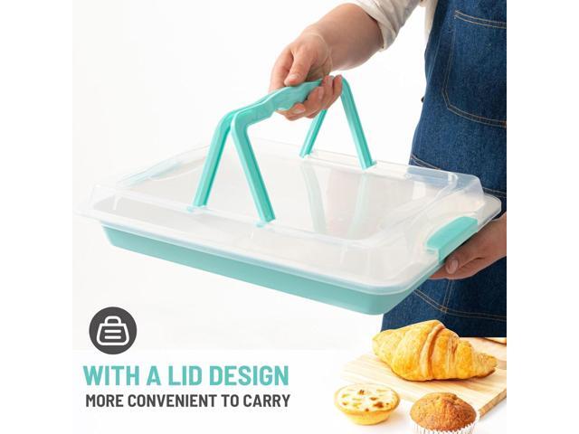 Baking Sheet Pan with Lid, 17inch*12inch Non-Stick Ceramic-Coating Sheet Cake Pan with lid, Easy to Clean, Ovan Safe Baking Tray, Ideal for Baking,...