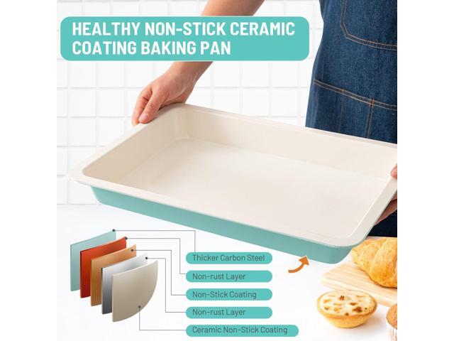 Baking Sheet Pan with Lid, 17inch*12inch Non-Stick Ceramic-Coating Sheet Cake Pan with lid, Easy to Clean, Ovan Safe Baking Tray, Ideal for Baking,...