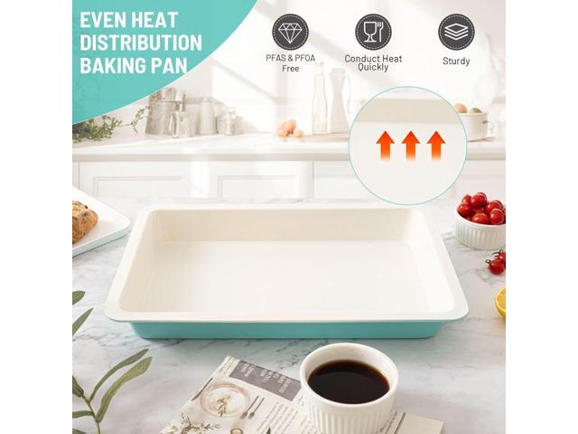 Baking Sheet Pan with Lid, 17inch*12inch Non-Stick Ceramic-Coating Sheet Cake Pan with lid, Easy to Clean, Ovan Safe Baking Tray, Ideal for Baking,...
