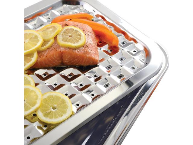 Norpro 274 Stainless Steel Broil/Roast Pan Set, 17 inch, Silver