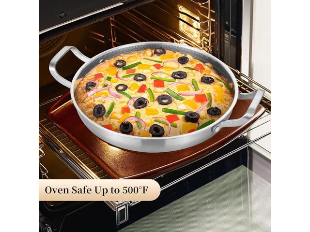 Inqibee 12-Inch Hybrid Tri-Ply Stainless Steel Nonstick Stir Fry Pan with Lid,Paella Pan,Omelet Pan,Large Skillet,Induction Cooking Pan,Dishwasher...