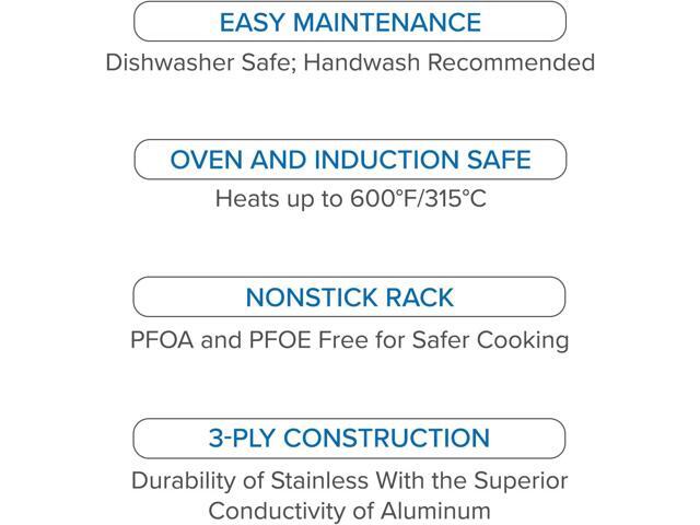 Viking 3-Ply Stainless Steel Roasting Pan with Non Stick Rack, 16 x 13 Inch Kitchen Cookware, Great for Turkey, Dishwasher and Oven Safe, Induction...