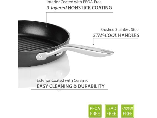 TECHEF - Onyx Collection, 12-inch Grill Pan, coated with New Teflon Platinum Non-Stick Coating (PFOA Free), Made in Korea