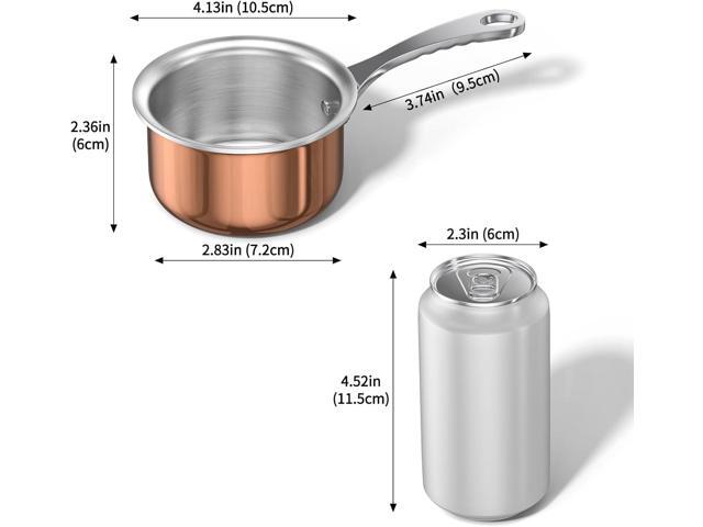 Macevia Mini Sauce Pan with Lid,Copper Butter Warmer Small Pot, Multipurpose Use for Home Kitchen or Restaurant (10.8oz/320ml)
