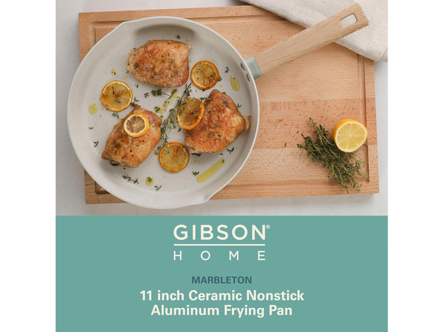 Gibson Home Marbleton 11 Inch Large Aluminum Fry Pan Cookware Non-Toxic Premium Ceramic Non Stick Frying Pan, Kitchen Egg Pan, Omelet Pan, Always...
