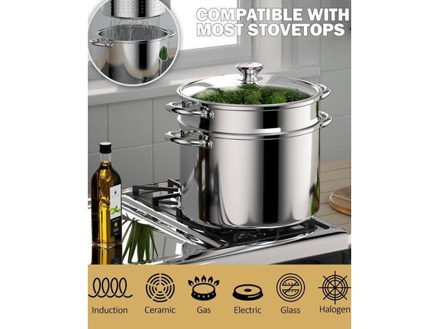 Cook N Home 4-Piece 8 Quart Multipots, Stainless Steel Pasta Cooker Steamer