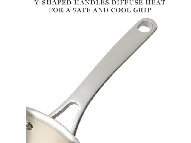 Martha Stewart Castelle 10 Piece 18/8 Stainless Steel Induction Safe Pots and Pans Non-Toxic Triply Bottom Kitchen Cookware Set