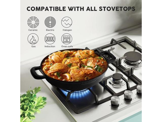Non-Stick Frying Pan/Skillet 11', 3QT Tagine Pan, Aluminum Pans with Lid, Stove/Oven-to-Table Cookware, Dishwasher Safe& Compatible with All...