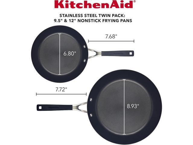 KitchenAid Nonstick Frying Pans/Skillet Set, 2 Piece, Brushed Stainless Steel