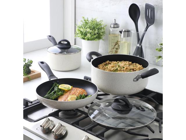 Oster Clairborne, 7-Piece Cookware Set, White w/Speckle