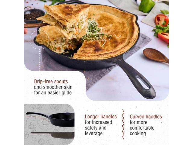 Victoria Cast Iron Skillet Large Frying Pan with Helper Handle Seasoned with 100% Kosher Certified Non-GMO Flaxseed Oil, 12 Inch, Black