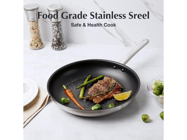 KOCH SYSTEME CS Stainless Steel Pan 12 Inch, Non Stick Frying Pans with Non-toxic Stainless Steel for Professional Cooking, 12 Inch Stainless Steel...