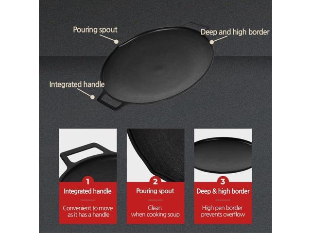 korean IH griddle grill pan with bag, nonstick coating, All stove(Gas, Electric & Induction),griddle (14in)