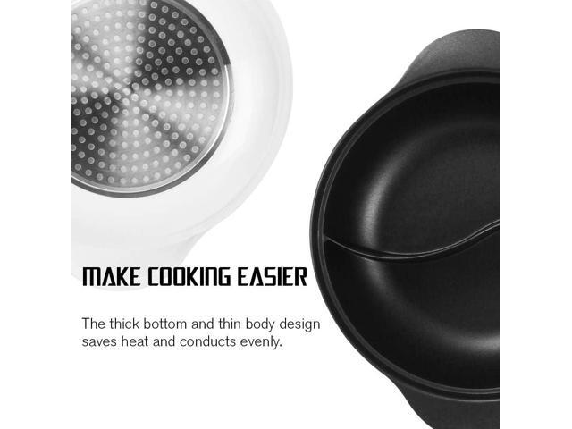 Hot Pot with Divider for Induction Cooker Dual Sided Soup Cookware Two-flavor Chinese Shabu Shabu Pot for Home Party Family Gathering, 4.5 Quart...