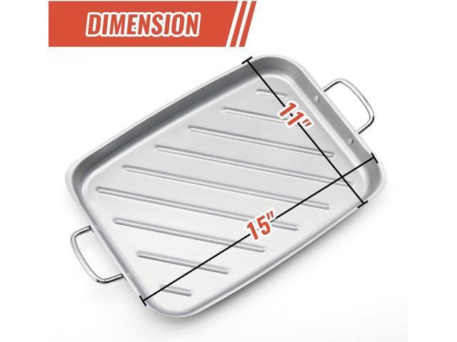 Grill Pan for Outdoor Grill - 11x15'' Grill Pan BBQ Grill Topper With Handles Grill Trays For Grilling Barbecue Tray