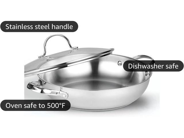 Cooks Standard Wok Stir Fry Pan with Glass Lid, Classic Stainless Steel 12-Inch/30cm Everyday Chef's Pan, Silver