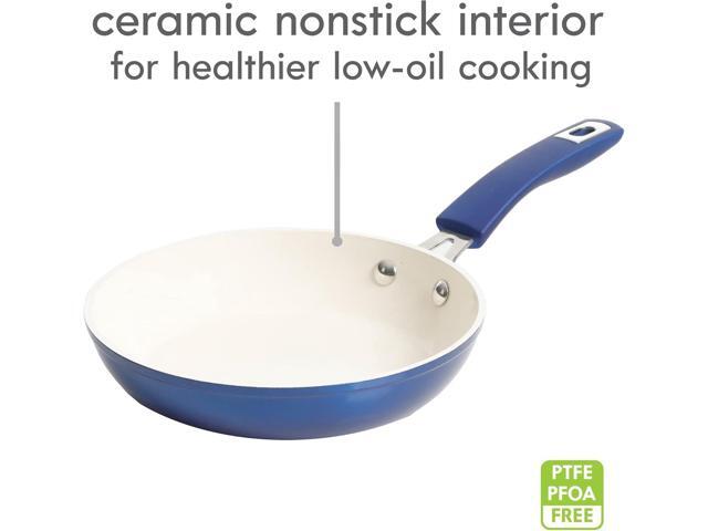 Kenmore Arlington Nonstick Ceramic Coated Forged Aluminum Induction Cookware with Bakelite Handles, 12-Piece Set, Metallic Blue