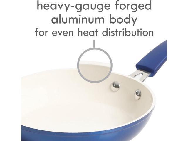 Kenmore Arlington Nonstick Ceramic Coated Forged Aluminum Induction Cookware with Bakelite Handles, 12-Piece Set, Metallic Blue
