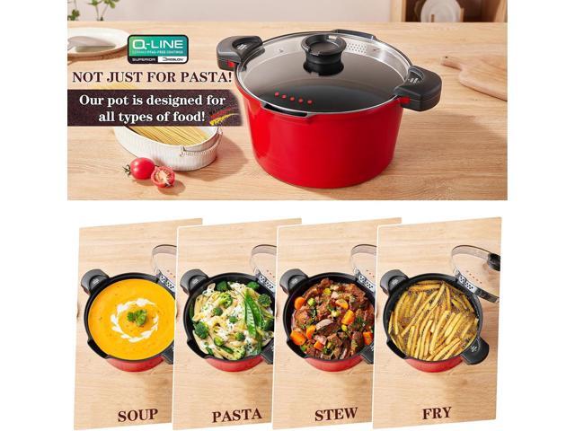 ACTIV CUISINE 8.5qt Pasta Pot with Strainer Lid, Cast Aluminum Stockpot Multipot, Nonstick Ceramic Coating make Cleanup easy with Tempered Glass...