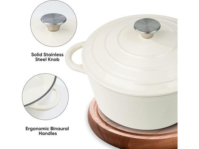 6 Quart Enameled Cast Iron Dutch Oven Pot with Lid, Dual Handle for Bread Baking, Pre-Seasoned Cookware, Heavy-Duty, Oven Safe up to 500° F,...