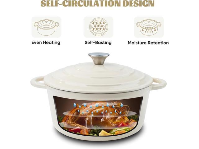 6 Quart Enameled Cast Iron Dutch Oven Pot with Lid, Dual Handle for Bread Baking, Pre-Seasoned Cookware, Heavy-Duty, Oven Safe up to 500° F,...