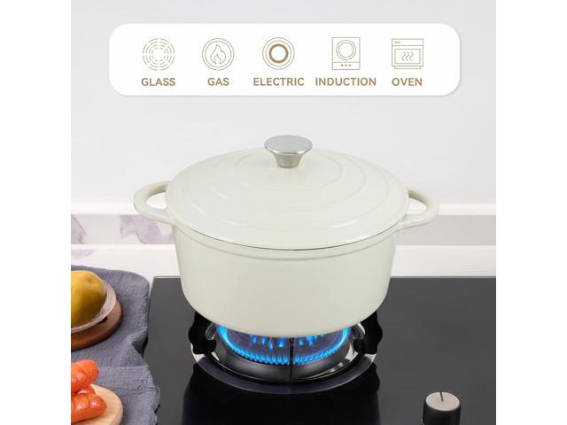 6 Quart Enameled Cast Iron Dutch Oven Pot with Lid, Dual Handle for Bread Baking, Pre-Seasoned Cookware, Heavy-Duty, Oven Safe up to 500° F,...