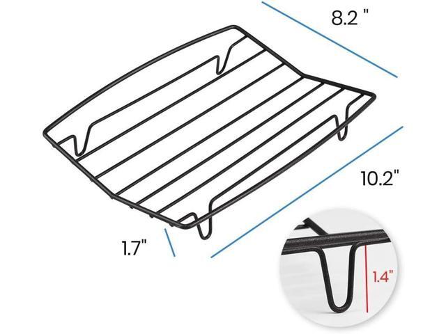 TreeLen Roasting Rack for Roasting Pan,Baking Rack for Cooking, Roasting, and Grilling,V Shape Non-Stick Wire Rack,10×8' Black