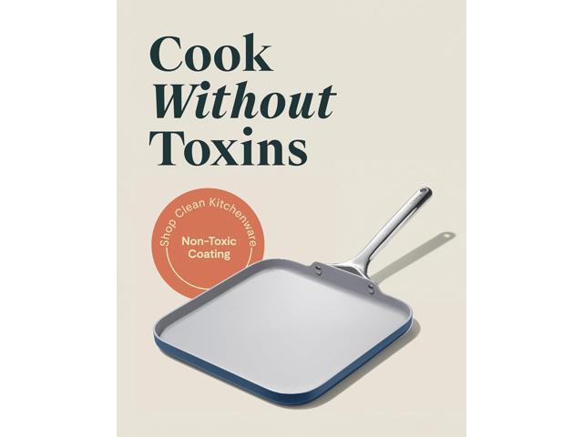Caraway Square Griddle Pan - 11 Square Pan - Non-Stick Ceramic Coated - Non Toxic, PTFE & PFOA Free - Oven Safe & Compatible with All Stovetops - Navy