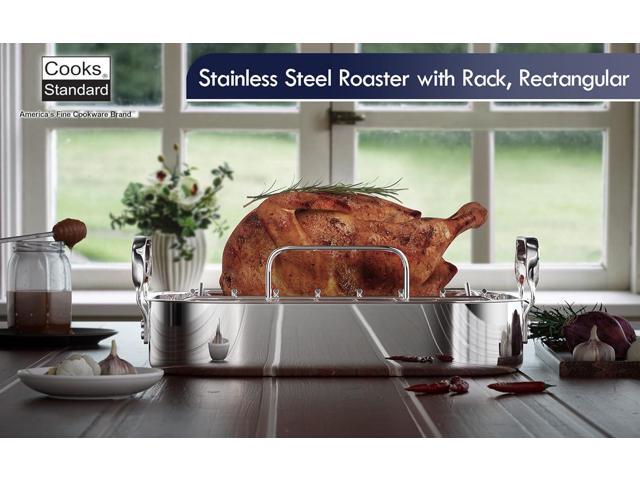 Cooks Standard 14-Inch by 12-Inch Stainless Steel Roaster with Rack, Rectangular